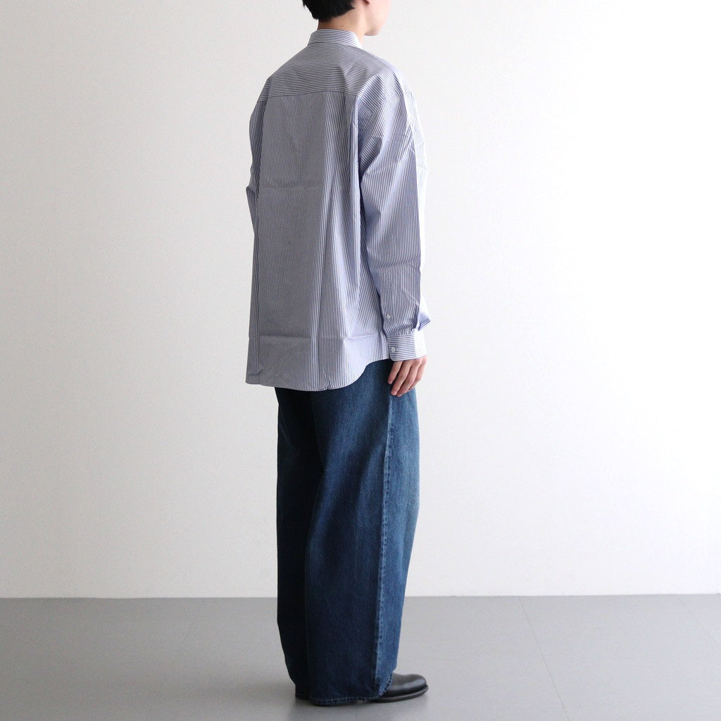 綿ストライプ L/S シャツ #NAVY×SAX×WHITE [HO-B007-051]