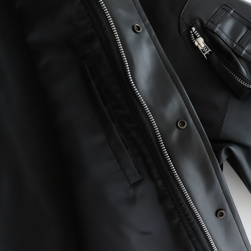 合皮MIXジップブルゾン #BLACK [HP-J011-051]