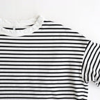 FBSBTF - 微強撚綿天竺 ボートネックロンT #08 WH base×BK bd [SN_FR0907TF]