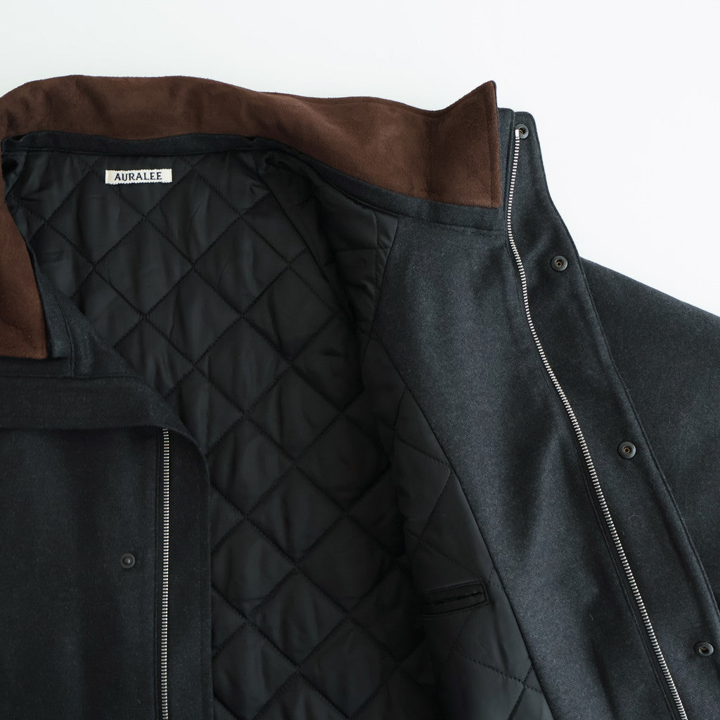 WOOL FULLING FLANNEL PADDED OVER BLOUSON #TOP CHARCOAL [A25AB02CF]