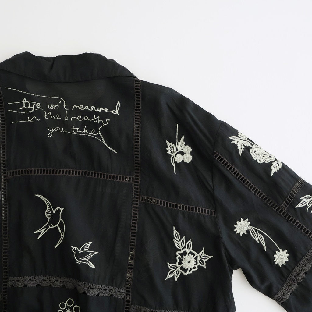 Embroidery Patchwork Shirts #BLK [12610428]
