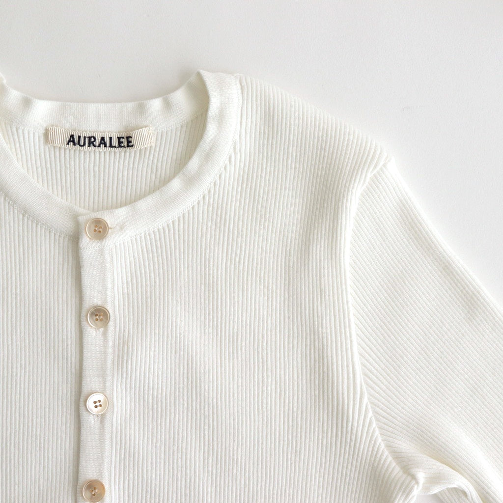 COTTON HIGH GAUGE RIB KNIT CROPPED CREW NECK CARDIGAN #WHITE [A00C04HR]