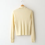 SILK BLENDED CIRCULAR RIB CREW&POLO LAYERED PULLOVER #YELLOW [KRAGLA0105]