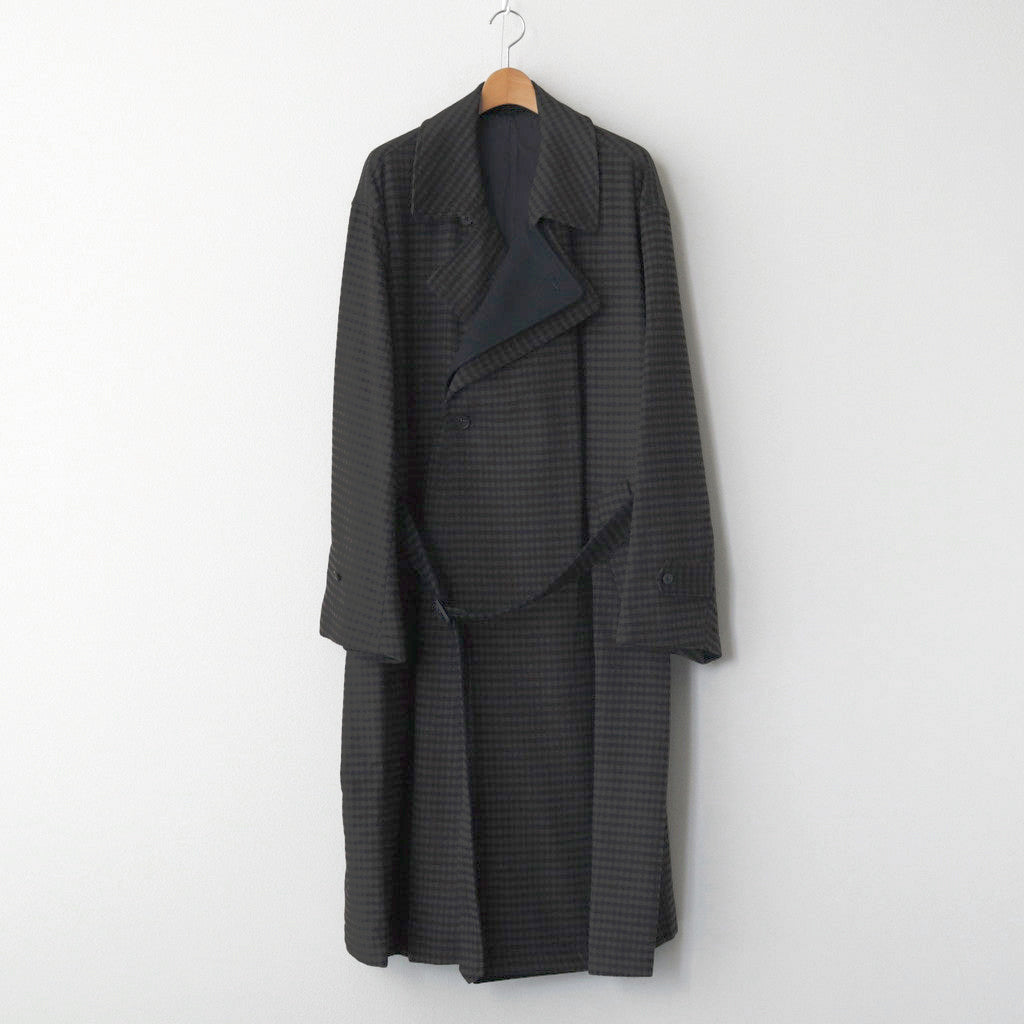 DOUBLE LAPELED DOUBLE BREASTED COAT #GINGHAM x BLACK [ST.603]