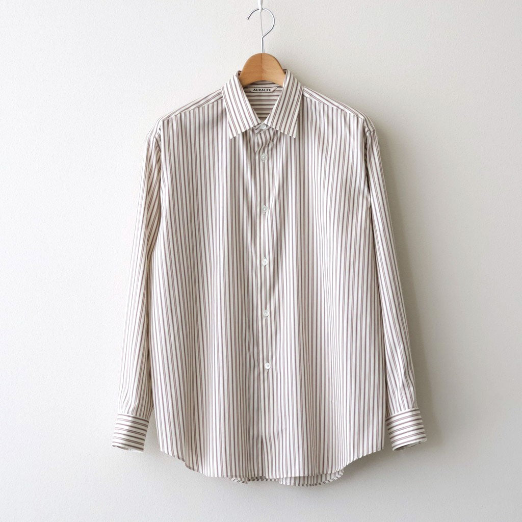 COTTON SILK STRIPE SHIRT #RED BROWN STRIPE [A26AS03CS]