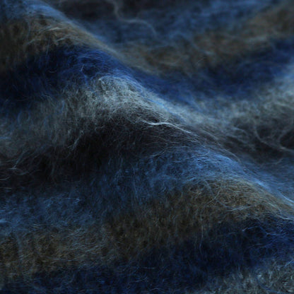 MOHAIR BORDER LONG STOLE #BLUE×CHARCOAL [YK24FW0825A]