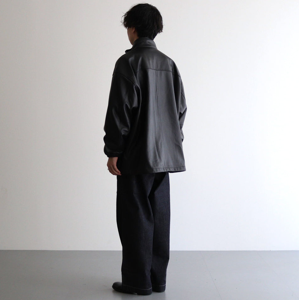 Sheep Leather Track Blouson #BLACK [GM243-30097] - ciacura 三重県