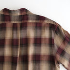 PLAID OPEN COLLOR SHIRTS #WINE RED [25330501]