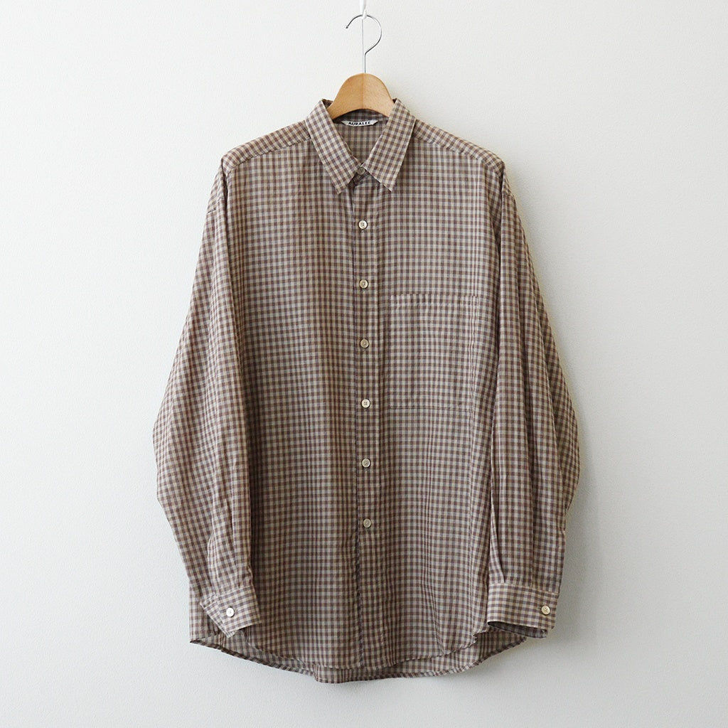 AIRY LIGHT COTTON CHECK BIG SHIRT #BROWN GINGHAM CHECK [A26SS01GC]