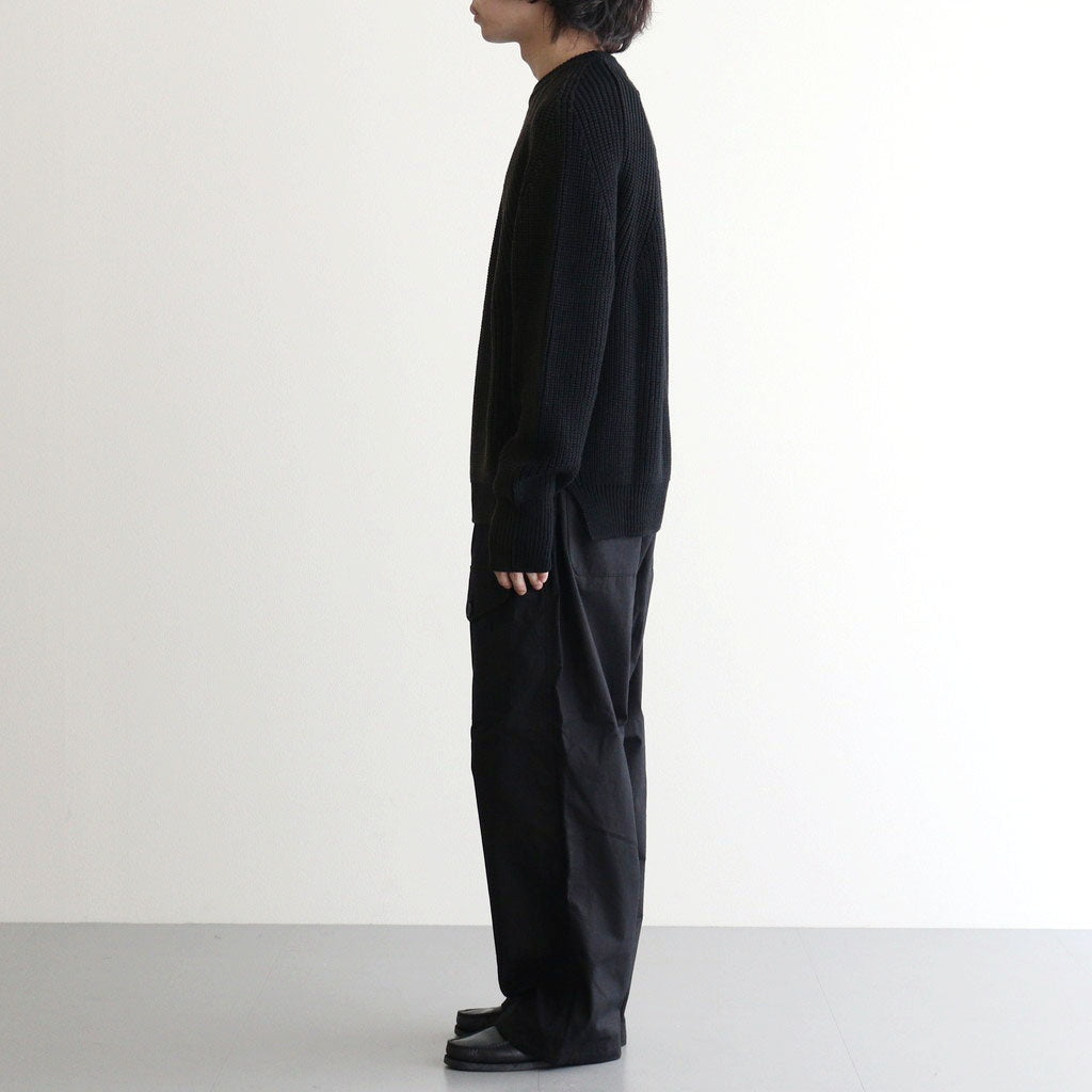 BATONER ウール梳毛片畔 ブリーチ加工 セーター #BLACK [HR-N001-051]