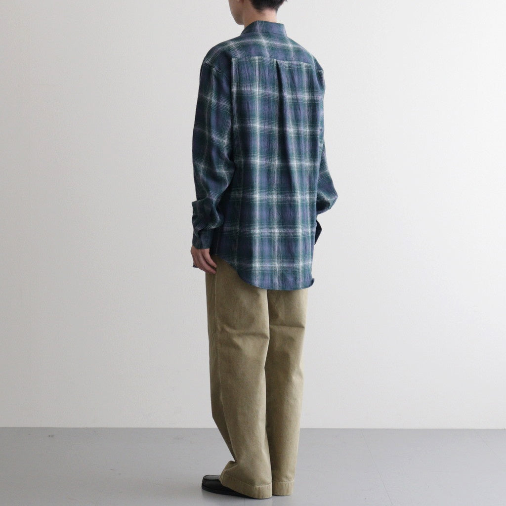 AIRY WOOL CHECK SHIRT #FOREST GREEN × NAVY [A25AS01WN]