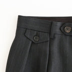 BLUEFACED WOOL TWO-TUCK SLACKS #CHARCOAL NAVY STRIPE [A26AP04BS]