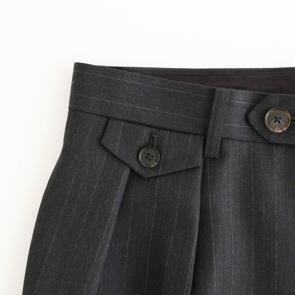 BLUEFACED WOOL TWO-TUCK SLACKS #CHARCOAL NAVY STRIPE [A26AP04BS]