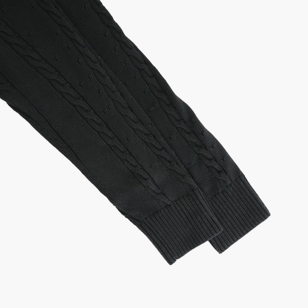 Fluid Cable-Knit V-neck Sweater #Black [YK26FW01373S]