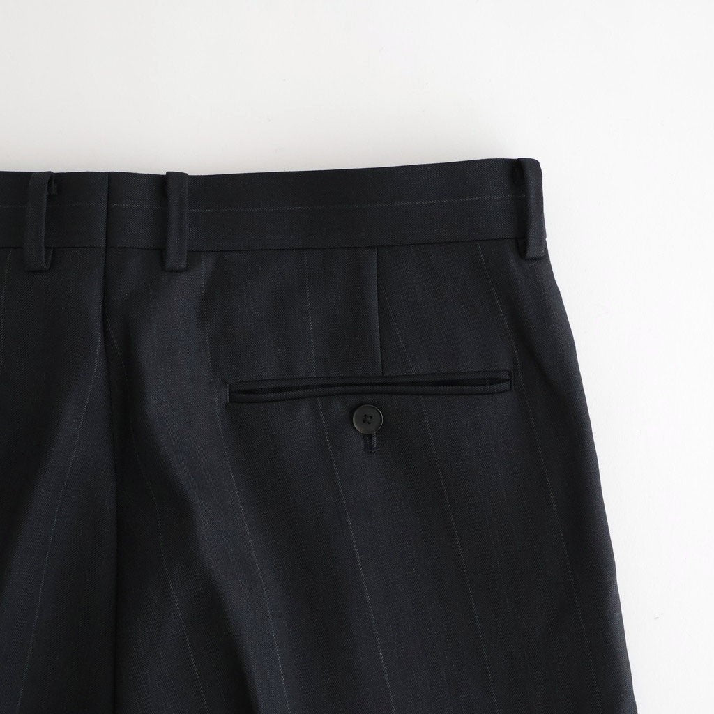 BLUEFACED WOOL TWO-TUCK SLACKS #CHARCOAL NAVY STRIPE [A26SP02BA]