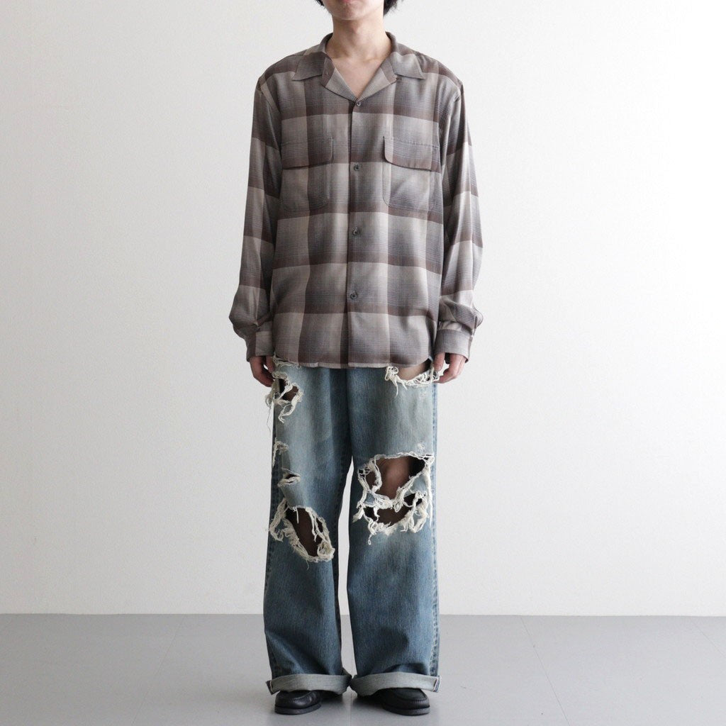 DESTRESSED MODERN DENIM WIDE CUT #FADED INDIGO [26440430]