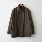 REVERSIBLE WOOL TWISTED TWILL / SHEEP LEATHER HALF COAT #BROWN CHAMBRAY × BLACK [A26AC01AN]