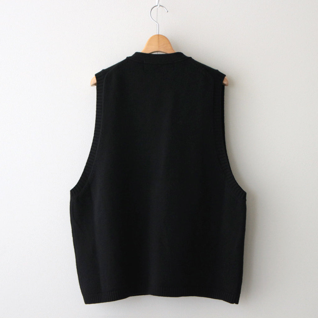 Lambswool jacquard vest #BLACK [HN-N005-051]