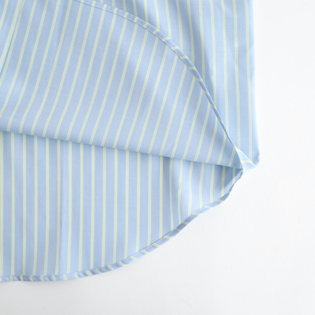 SUPER FINE WOOL STRIPE SHIRT #SAX BLUE LIME STRIPE [A26SS02WW]