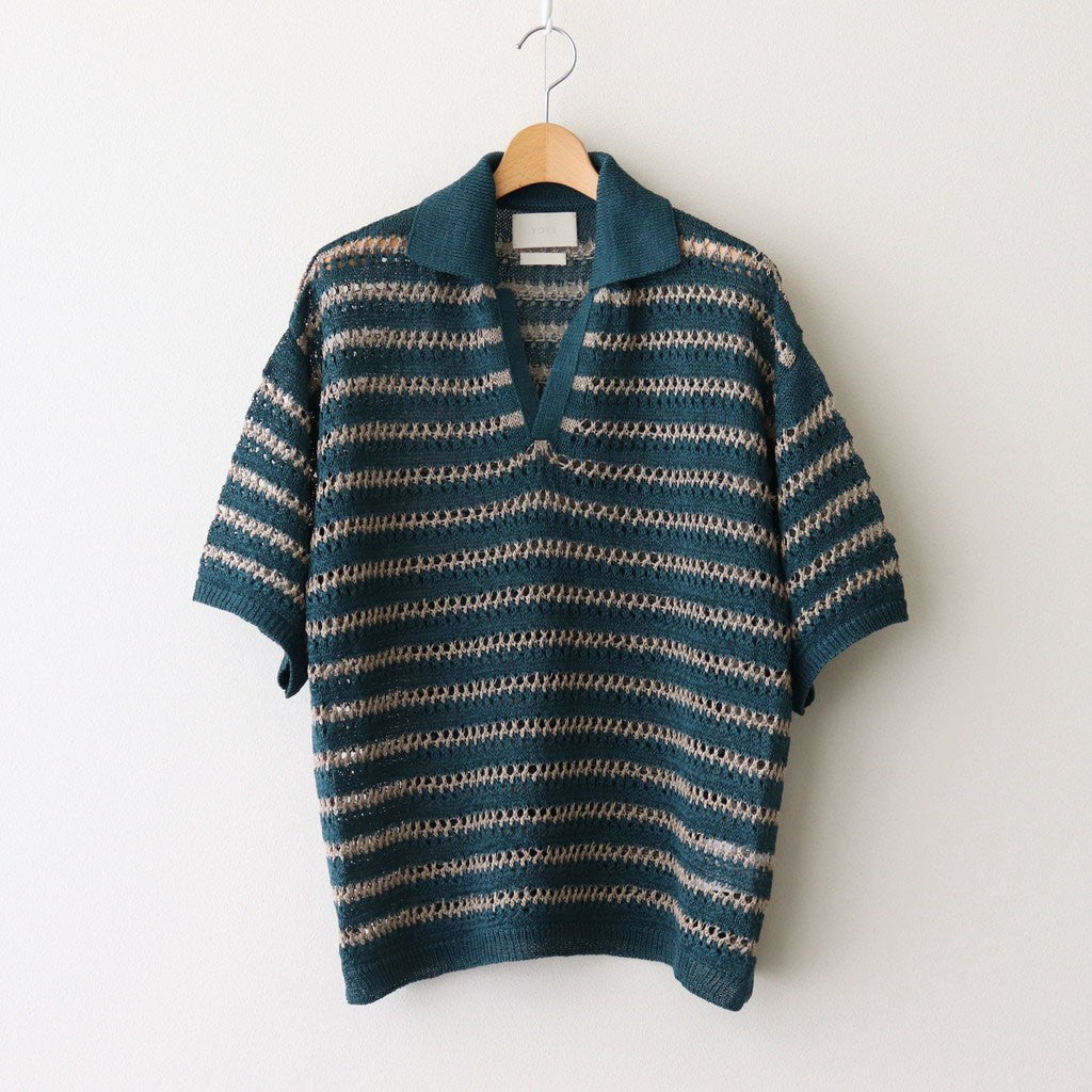 BORDER MESH KNIT SKIPPER POLO SHIRT #PEACOCK GREEN [YK25SS001010S]