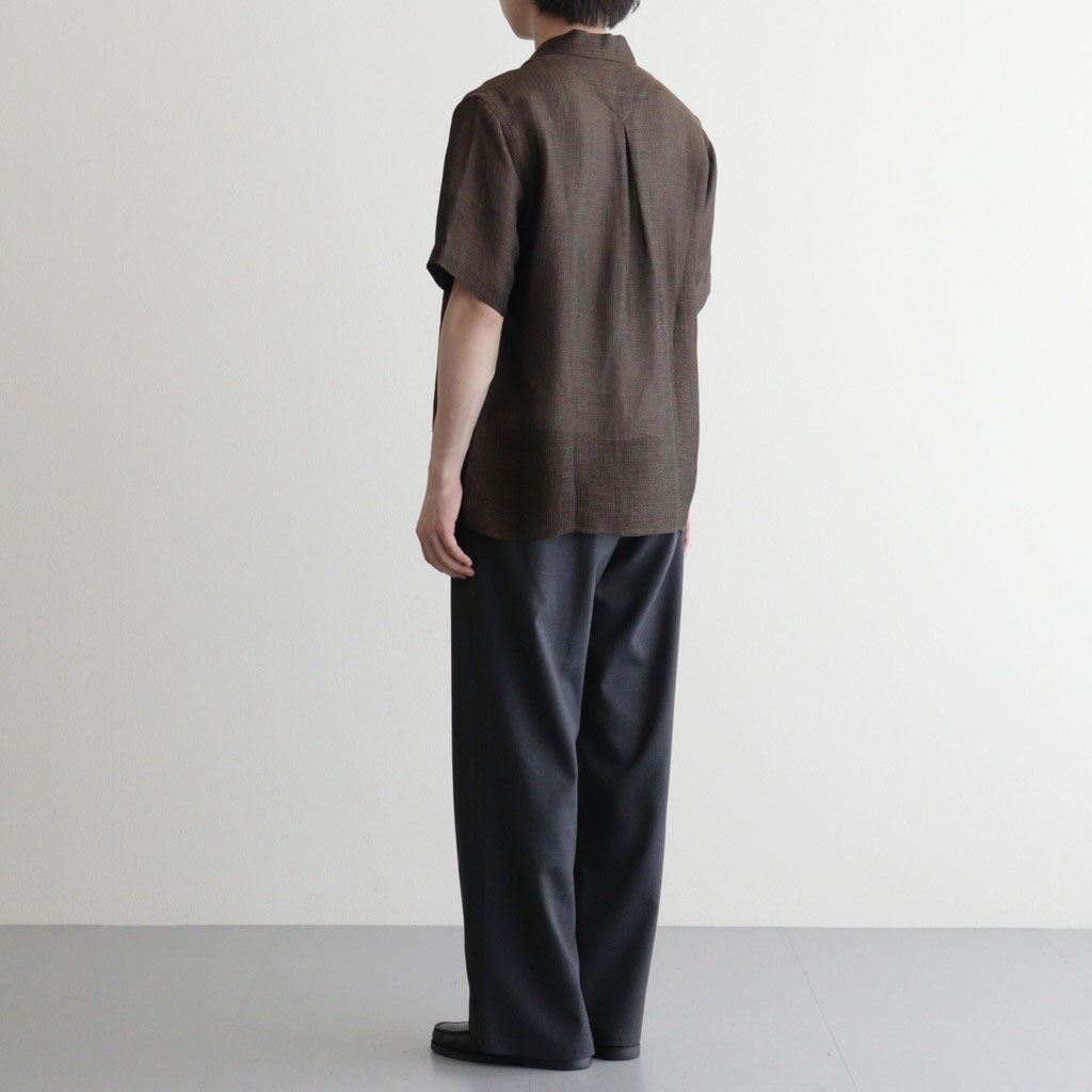 Rayon & Linen Sheer Shirt - Vintage Fabric #Dark Brown [OFH010SH32]