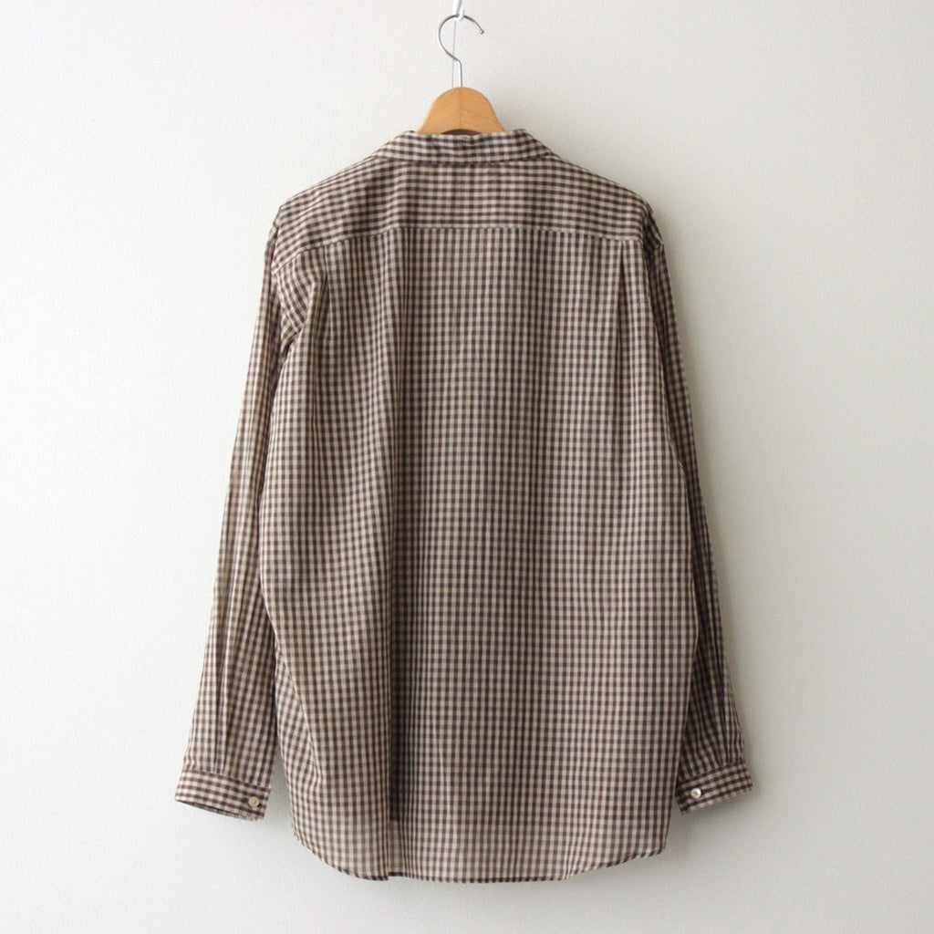 AIRY LIGHT COTTON CHECK P/O SHIRT #BROWN GINGHAM CHECK [A25SS02GC]
