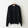 EXTRA FINE WOOL KNIT POLO LS #BLACK [ST.1477]