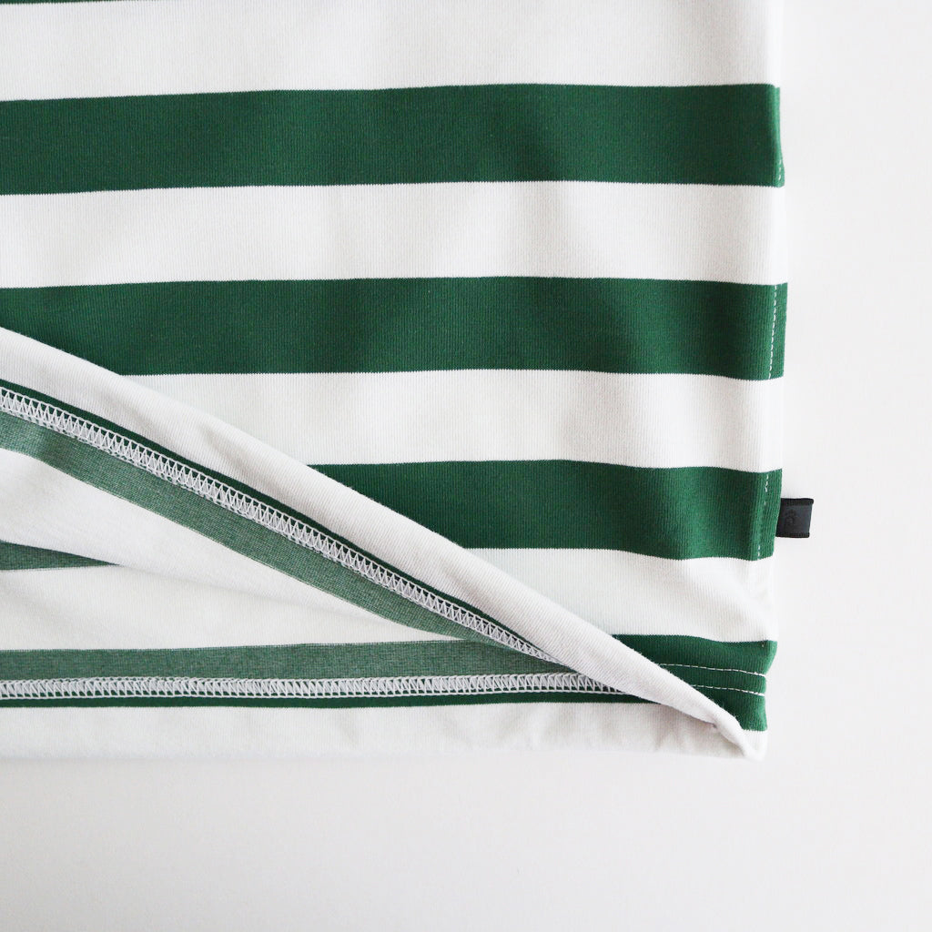 W's TECH DRAWSTRING BORDER S/S TEE #WHITE / GREEN [BE-36024L]