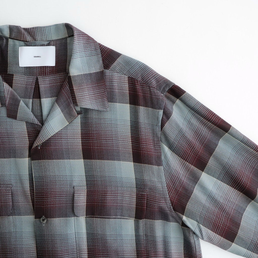OMBRE OPEN COLLAR SHIRT #RED X MINT [26440501]