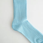 LINEN COTTON RIBBED CREW SOCKS #SKY BLUE [R1461-SS26]