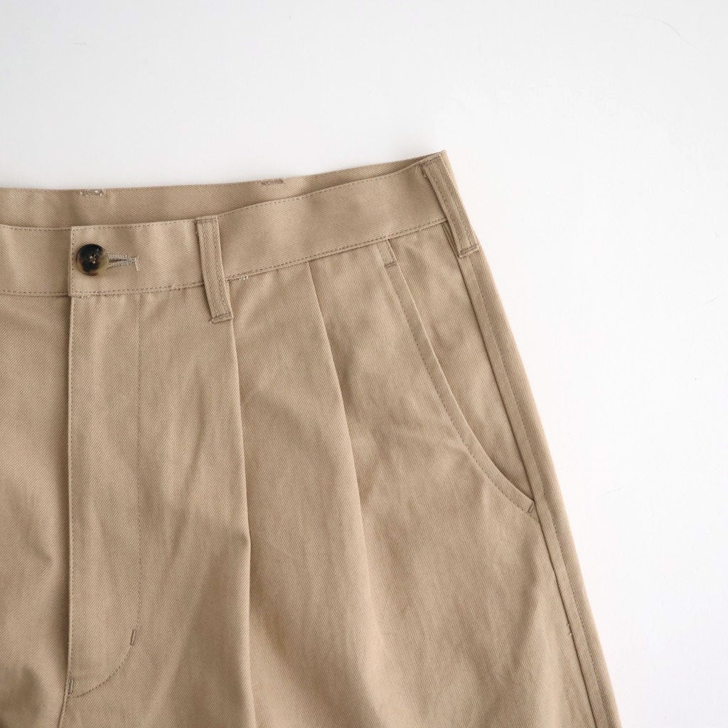 綿サージ ワイドパンツ #BEIGE [HR-P027-051]