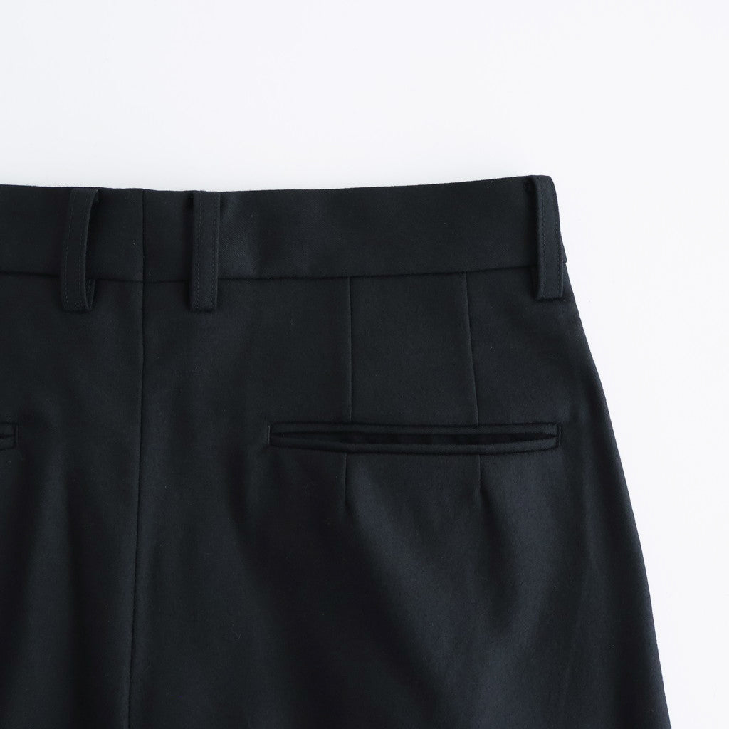 WOOL FLANNEL LONG WIDE TROUSERS #BLACK [ST.1258]