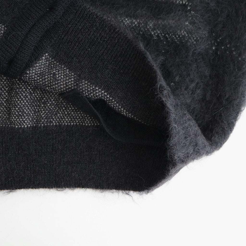 Abstract Jaquard Mohair Cardigan #BLACK [YK26SS01235S]