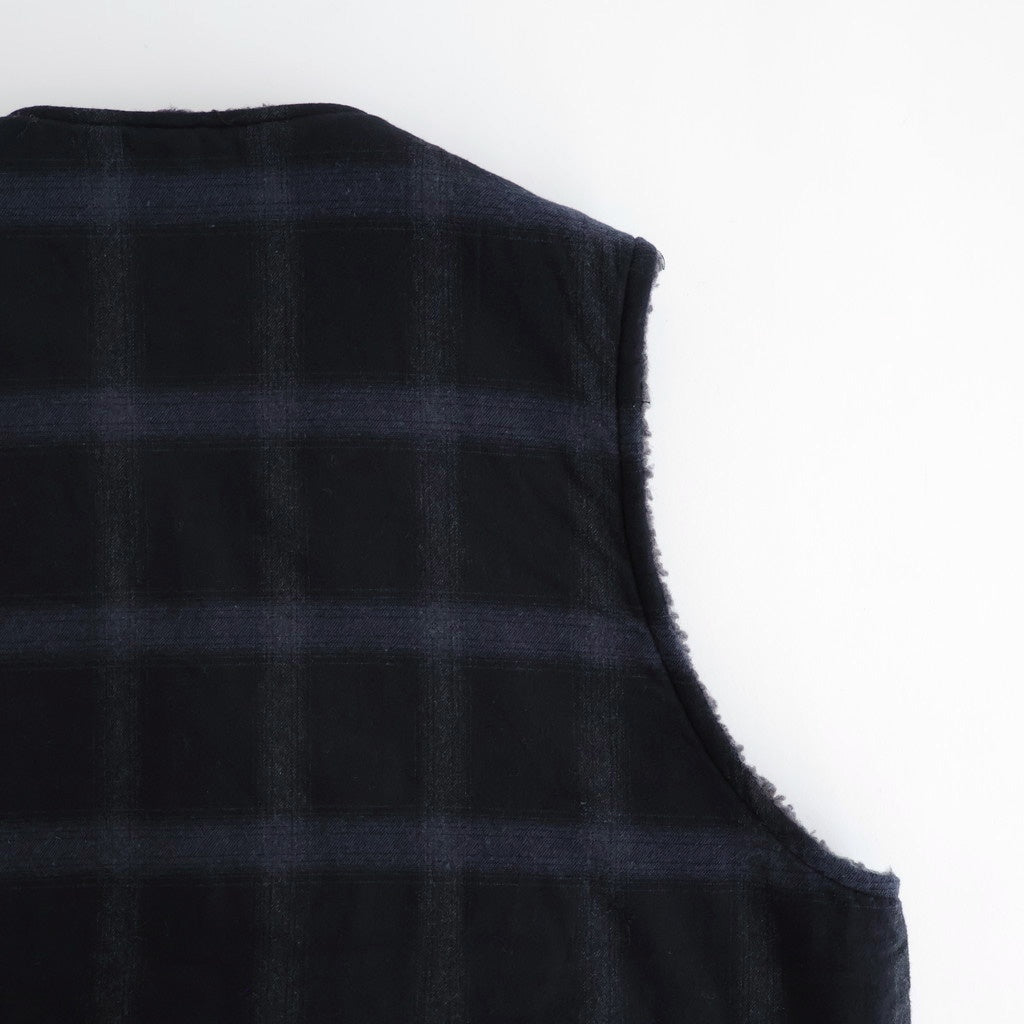 FLANNEL CHECK REVERSIBLE VEST #BLACK [FSC253-30128]