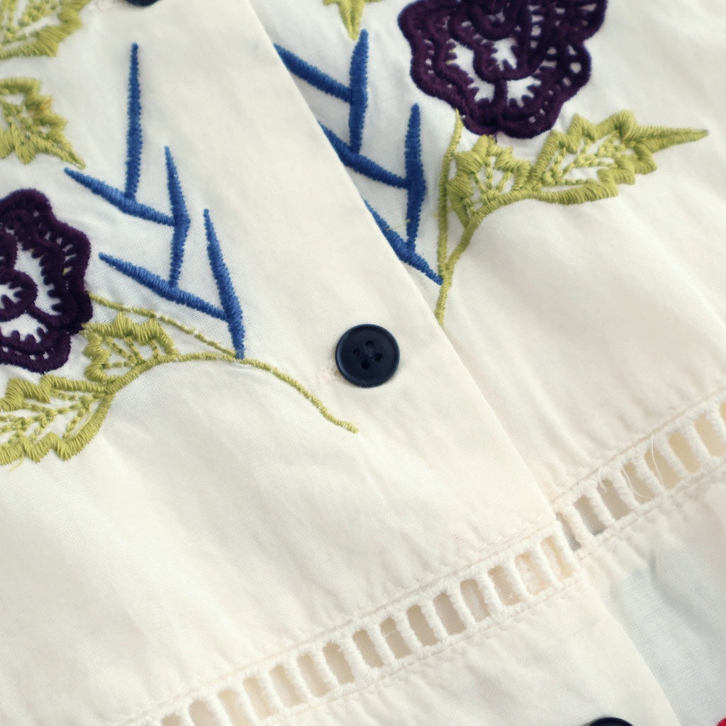 Embroidery Patchwork Shirts #ECRU [12610428]
