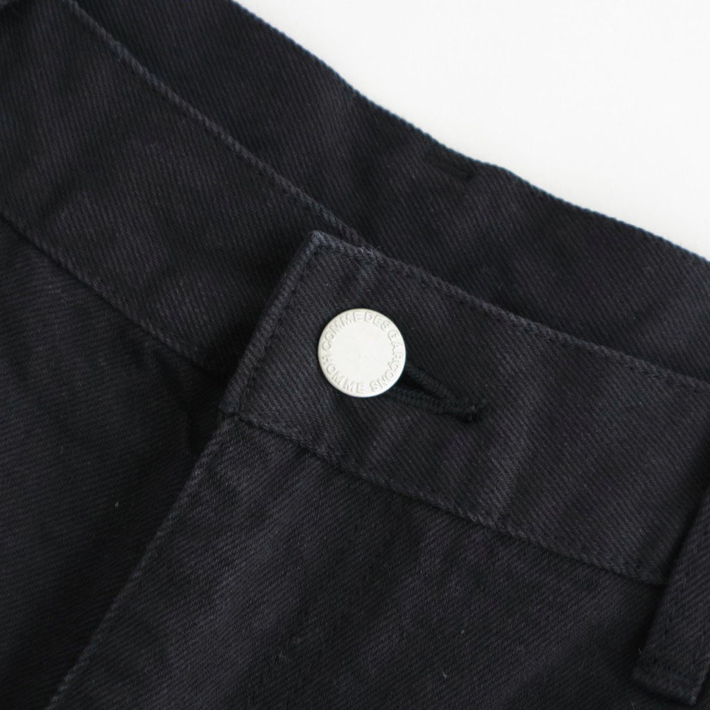 綿デニム 製品洗い ワイドパンツ #BLACK [HQ-P015-051]