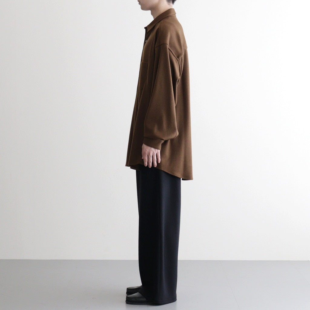 Wool Smooth Flannel Oversized Regular Collar Shirt #BROWN [GU253-50221B]