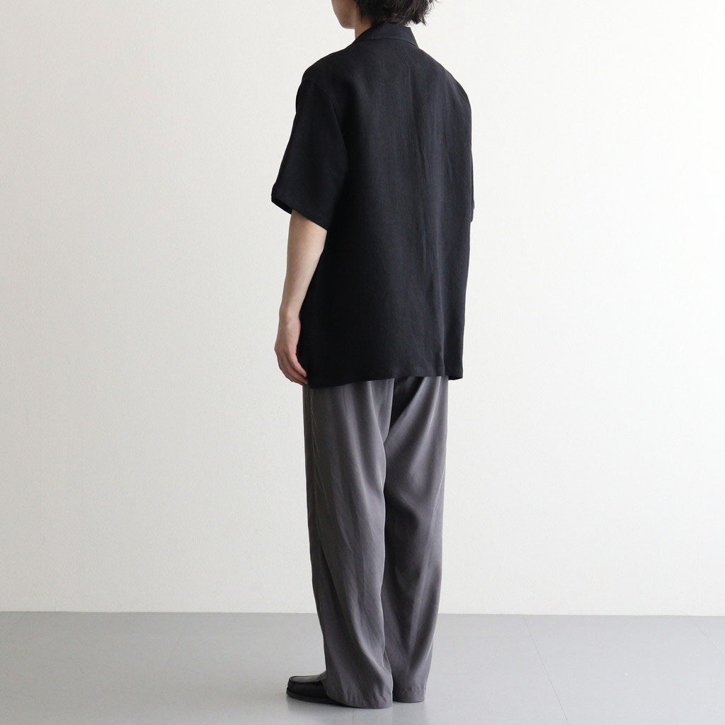 LINEN SKIPPER POLO SHIRT #BLACK [YK26SS01291SH]