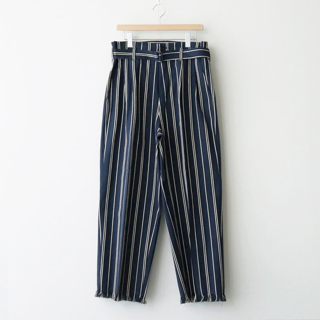 STRIPE BELTED WIDE LEG TROUSERS #NAVY [YK24SS0641P]