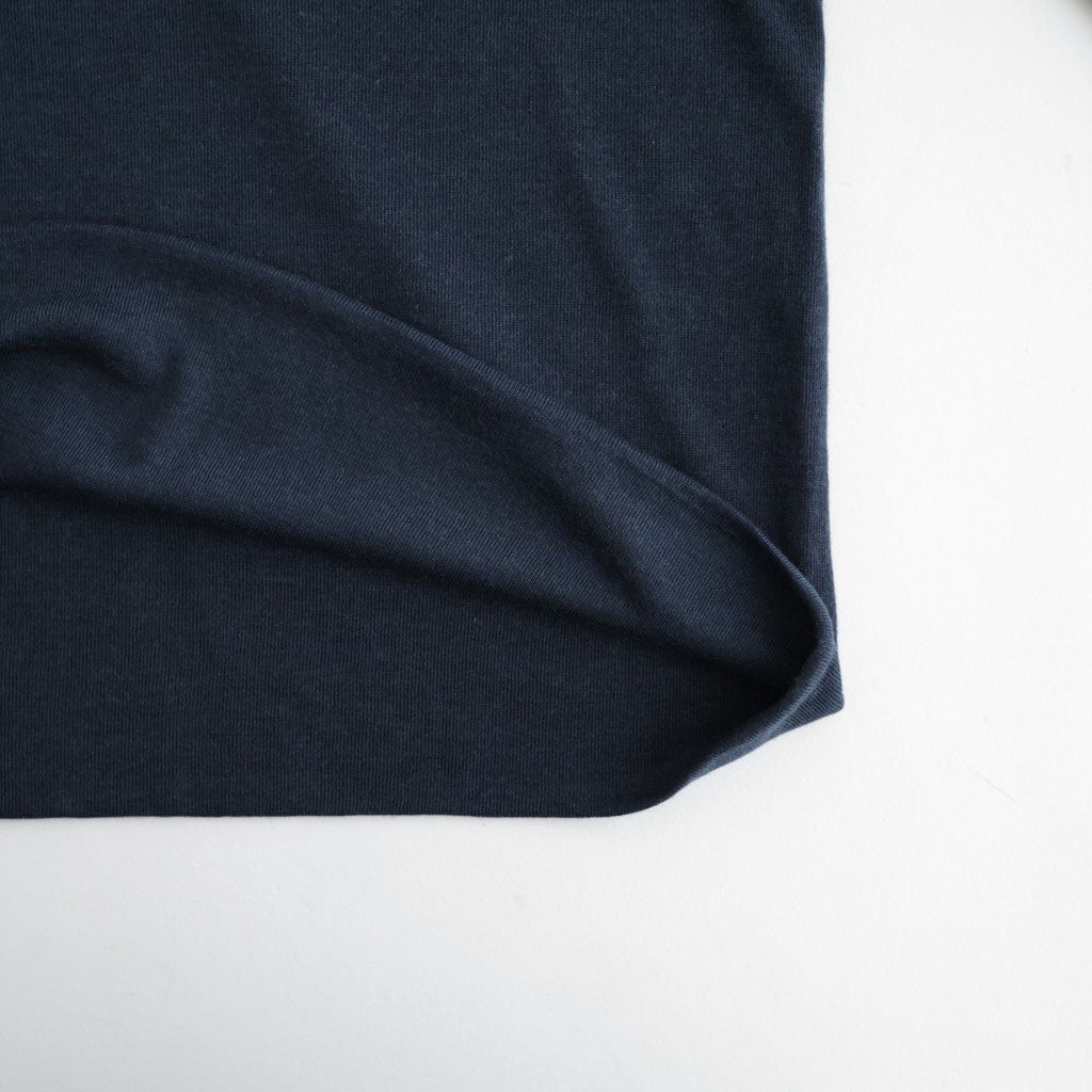 SILK BLENDED CIRCULAR RIB CREW&POLO LAYERED PULLOVER #NAVY [KRAGLA0105]