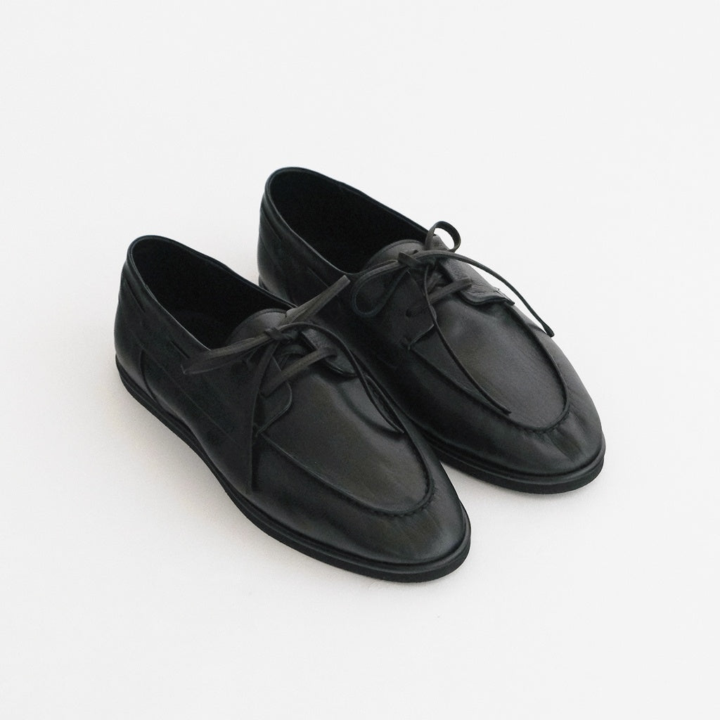 SOFT LEATHER DECK SHOES #BLACK [A26SS03QD]