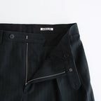 BLUEFACED WOOL TWO-TUCK SLACKS #CHARCOAL NAVY STRIPE [A25AP05BS]