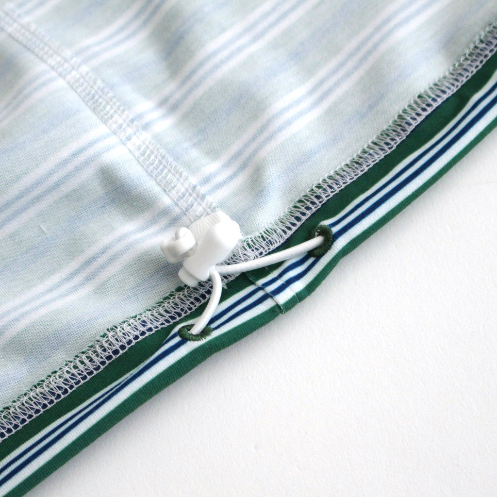 W's TECH DRAWSTRING MULTI BORDER L/S TEE #GREEN / BLUE [BE-34024L]