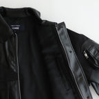 合皮MIXジップブルゾン #BLACK [HP-J011-051]