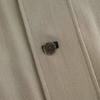 REVERSIBLE WOOL TWISTED TWILL / SHEEP LEATHER HALF COAT #KHAKI BEIGE CHAMBRAY × BLACK [A26AC01AN]