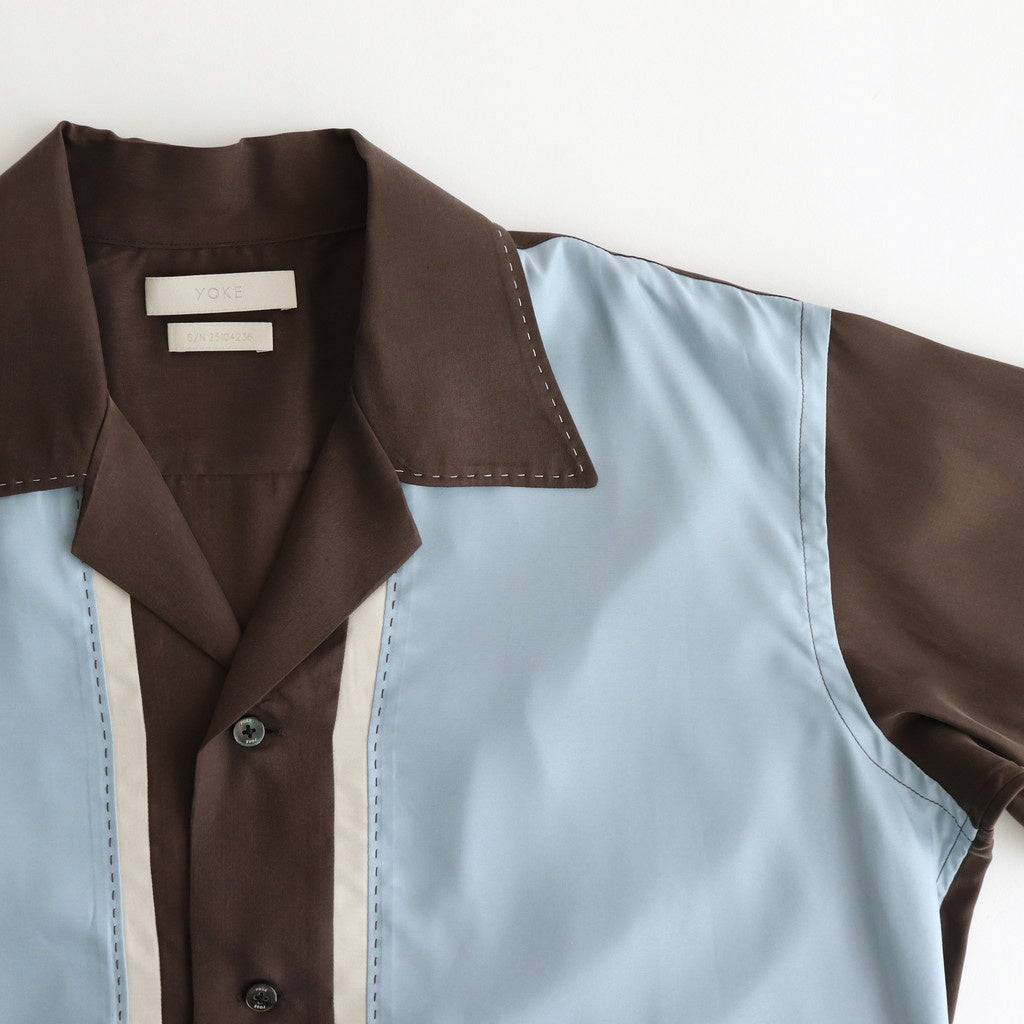 COLORBLOCK OPEN COLLAR SHIRT #BROWN [YK25SS0939SH]