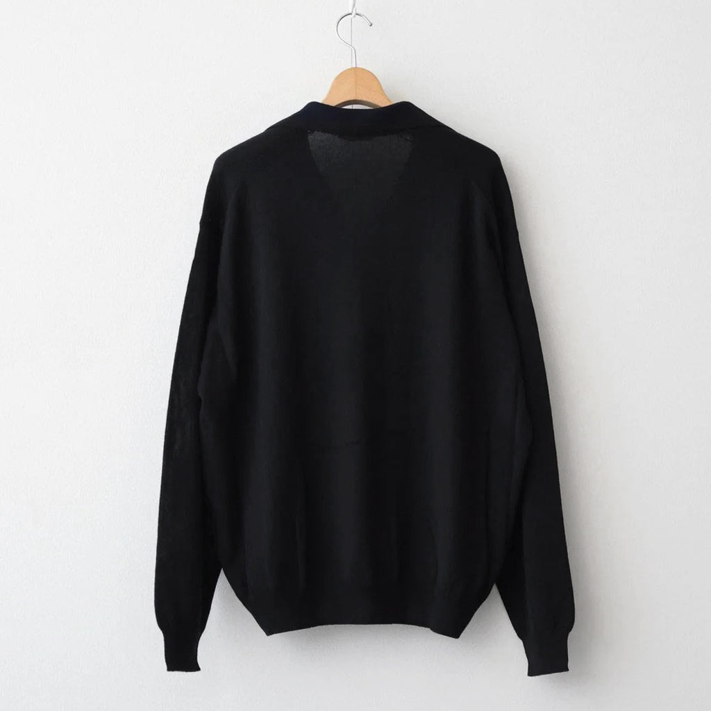 SUPER FINE CASHMERE SILK KNIT SKIPPER POLO #BLACK [A26SP02SC]