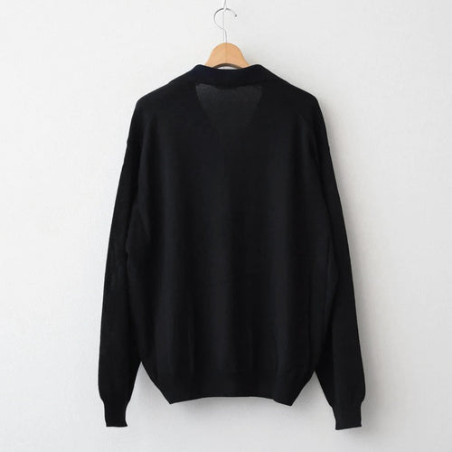 SUPER FINE CASHMERE SILK KNIT SKIPPER POLO #BLACK [A26SP02SC]
