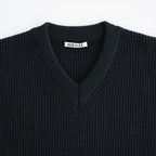 SUPER FINE WOOL RIB KNIT V-NECK P/O #TOP BLACK [A26AV03RK]