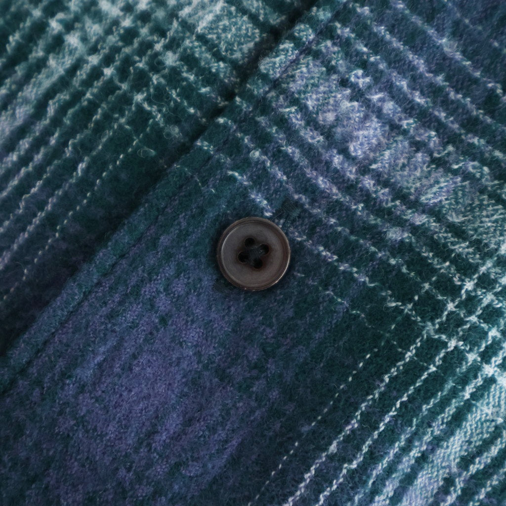 AIRY WOOL CHECK SHIRT #FOREST GREEN × NAVY [A25AS01WN]